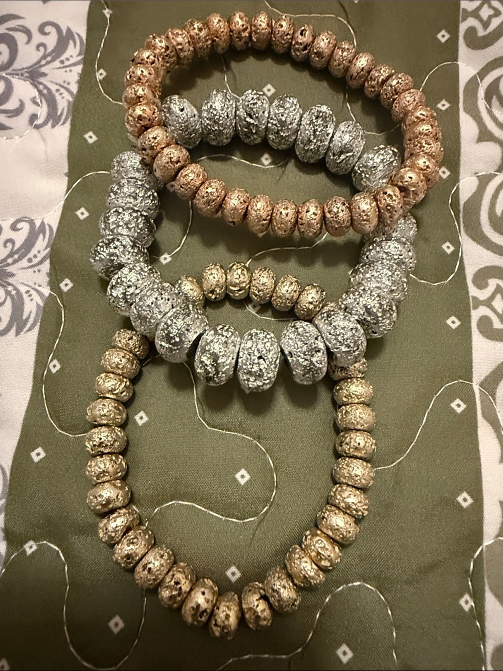 Stackable Metallic Bead Stretch Bracelets - Gold, Rose Gold, & Silver